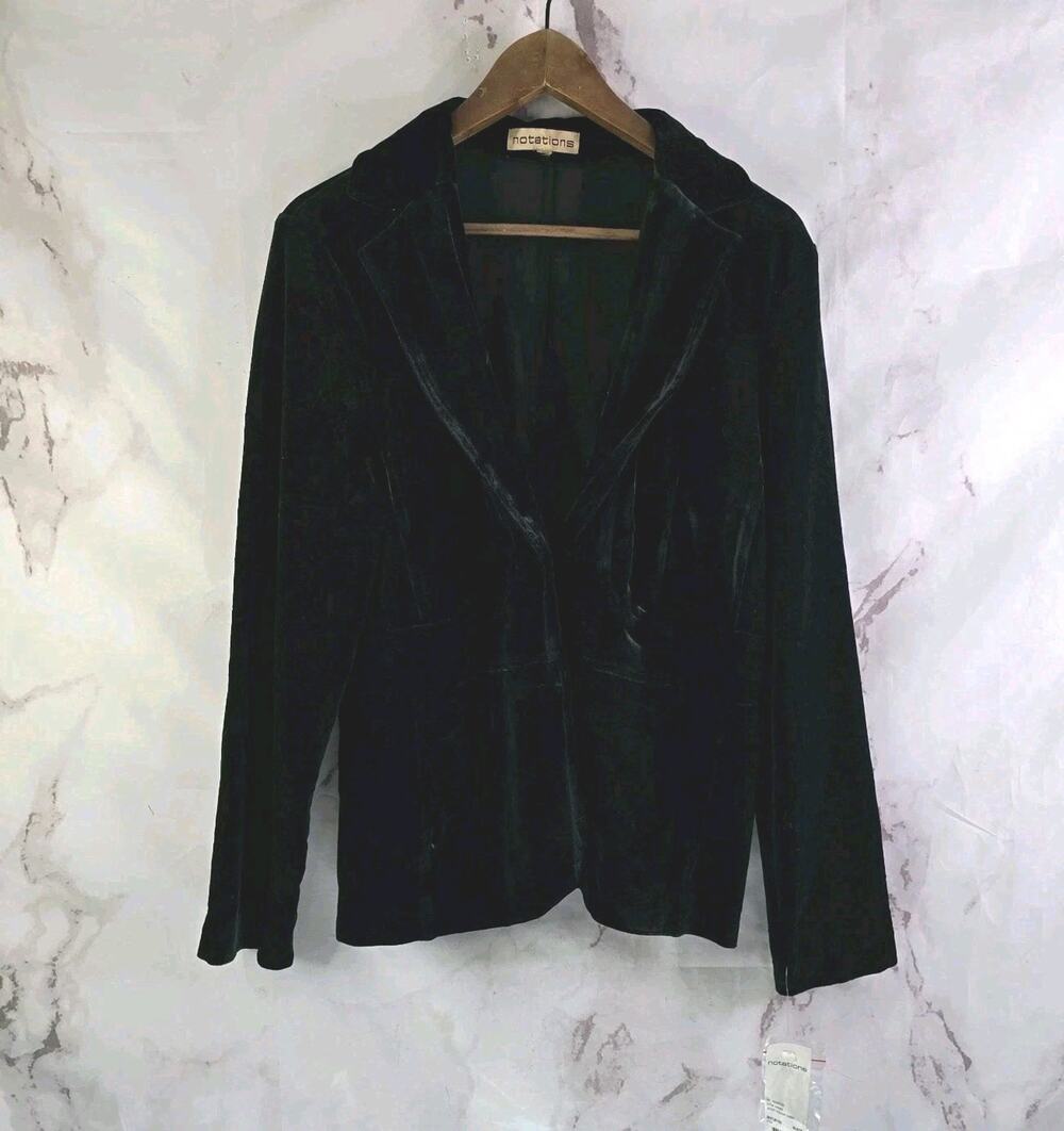 Vintage Blazer Womens XL Black Velvet Jacket Stretchy 90s Y2K Unstructured